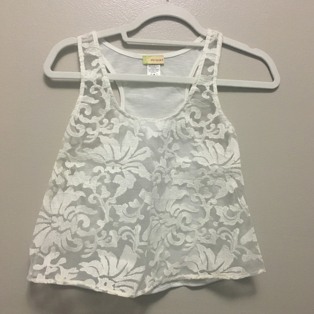Wildcat Girls White See through Tank Top